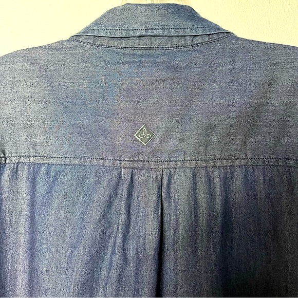 PRANA Men’s Chambray Dark Blue Short Sleeve Button Up Shirt Size XXL - Picture 4 of 6